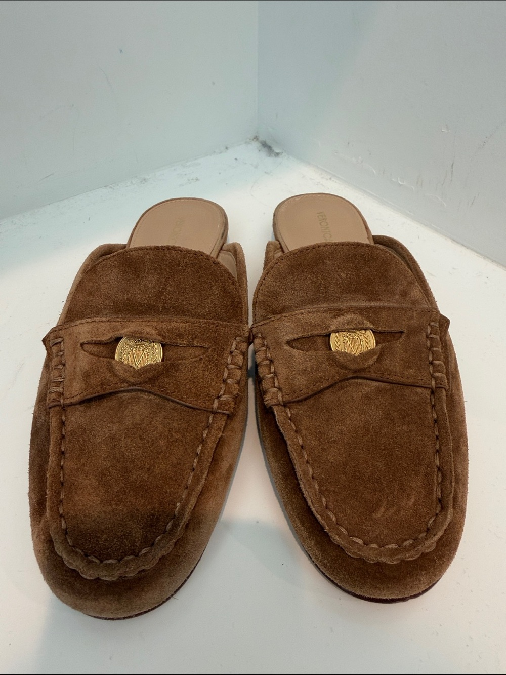 Veronica Beards Brown Suede Slip-On Loafers